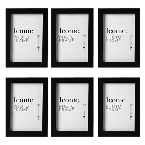 6PK Unigift A3 Iconic MDF Glass Photo Frame Photo Holder - Black