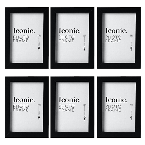 6PK Unigift 40x50cm Iconic MDF Glass Photo Frame -  Black