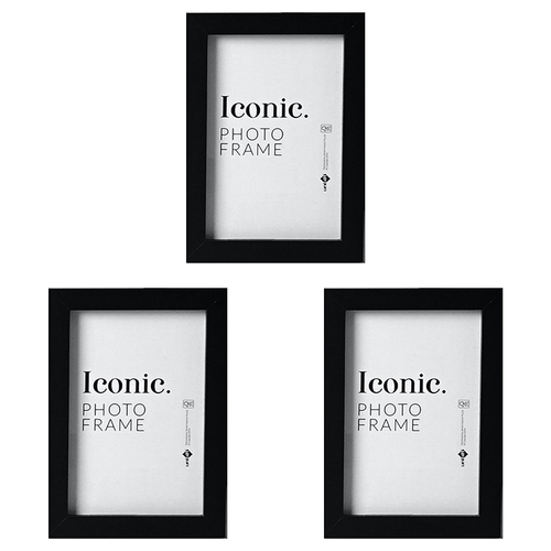 3PK Unigift A2 Iconic MDF Acrylic Photo Frame Picture Holder - Black