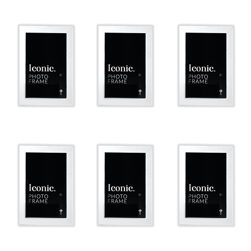 6PK Unigift 13x18cm Iconic MDF Glass Photo Frame - White