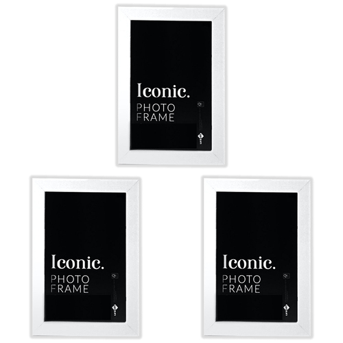 3PK Unigift 50x70cm Iconic MDF Acrylic Photo Frame Picture Holder - White