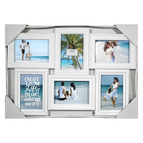 Unigift Vintage Collage 6-Openings Photo Frame 37x52cm - White