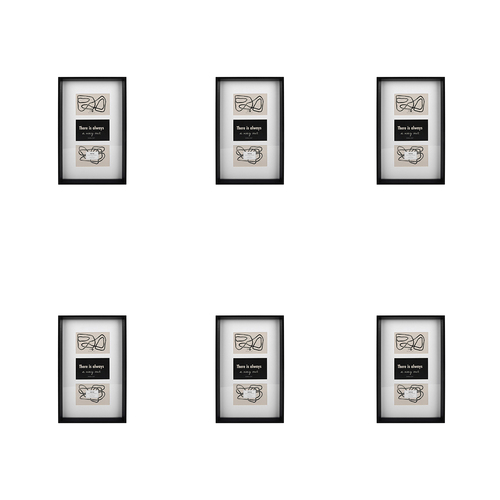 6PK Unigift Soho 3-Open Collage Picture Frame 10x15cm Black