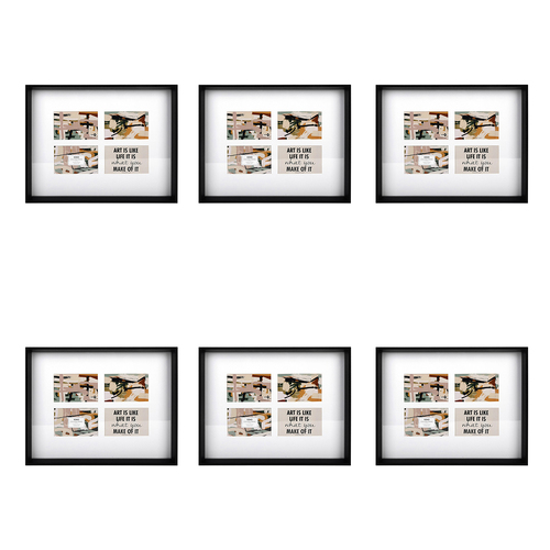 6PK Unigift Soho 4-Open Collage Picture Frame 10x15cm Black