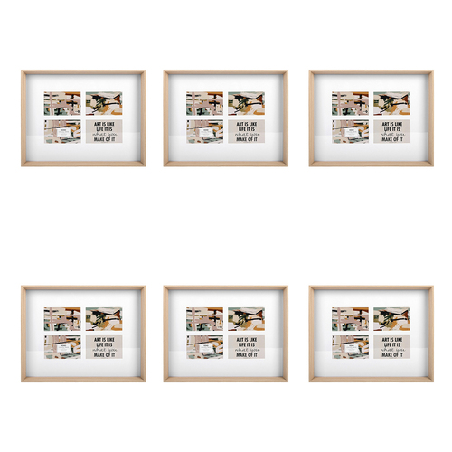 6PK Unigift Soho 4-Open Collage Picture Frame 10x15cm Natural