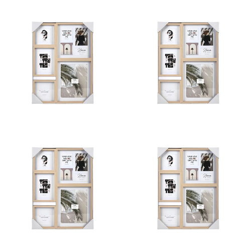 4PK Unigift Mode 8-Openings Collage Picture Frame Natural