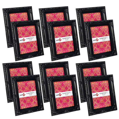 12PK Unigift 10x15cm Baroque Photo Frame Picture Holder - Black