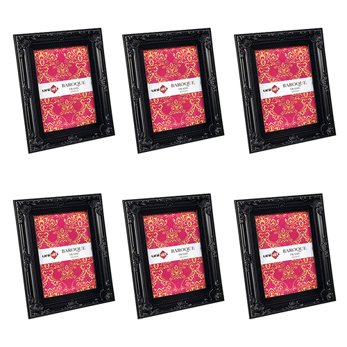 6PK Unigift 10x15cm Baroque Photo Frame Picture Holder - Black