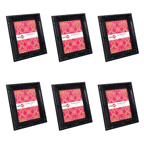 6PK Unigift 13x18cm Baroque Photo Frame Picture Holder - Black