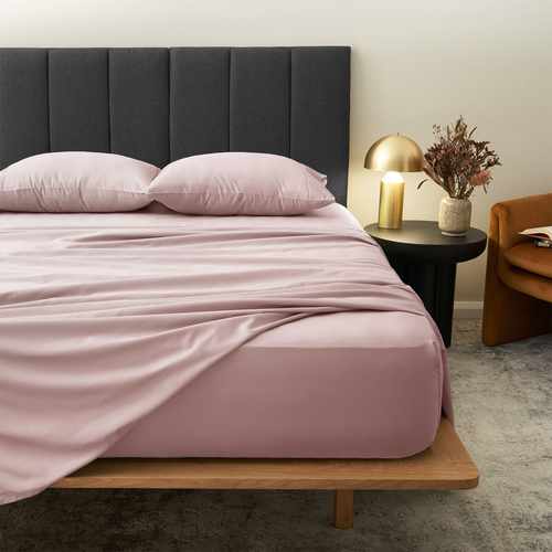 Morrissey King Bed Fitted Sheet 1200TC Cotton/Polyester Pink Dust