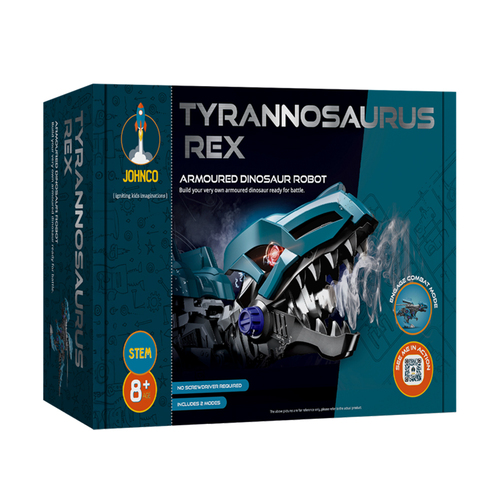 Johnco Tyrannosaurus Rex Armoured Dinosaur Robot STEM Building Toy Kit 8y+