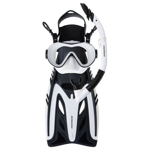 Mirage Phantom Large-XL Silicone Mask, Snorkel & Fin Set Adult White