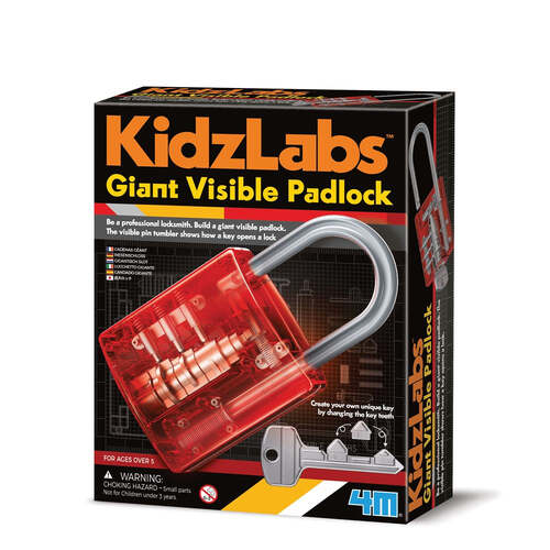 4M KidzLabs Giant Visible Padlock Locksmith Kids Toy 5y+