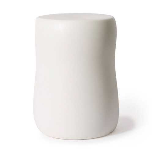 E Style Hudson 44cm Ceramic Stool Round - White