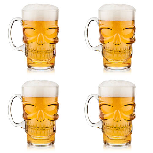 4PK Winex Glass Skull Beer Mug Drinking Glassware Clear