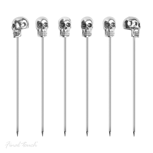 6pc Final Touch Brain Freeze Skull Picks Home Kitchen Barware