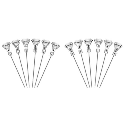 12pc Final Touch Reusable Diamond Cocktail Picks 21cm - Clear