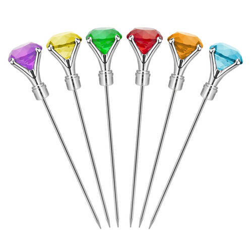 6pc Final Touch Diamond Cocktail Picks 21cm - Multicolour