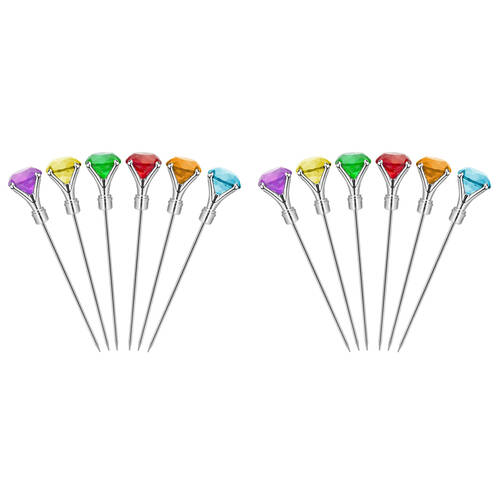 12pc Final Touch Diamond Cocktail Picks 21cm - Multicolour