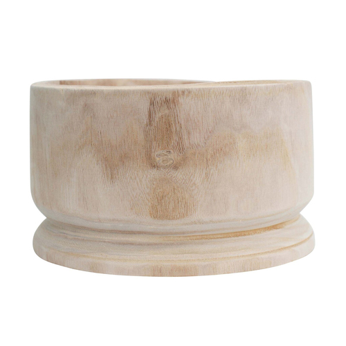 LVD Wooden Round Squat Bowl Home Decor 19.5x19.5cm - Natural