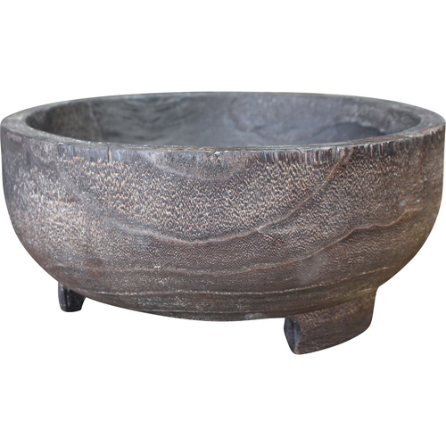 LVD Wooden Round Bowl w/ Feet Home Decor 30x30cm - Mocha