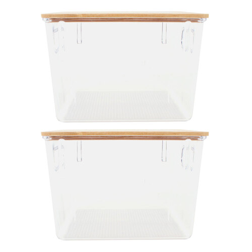 2PK Home Expression 21x19cm Storage Basket w/ Lid Organiser - Clear