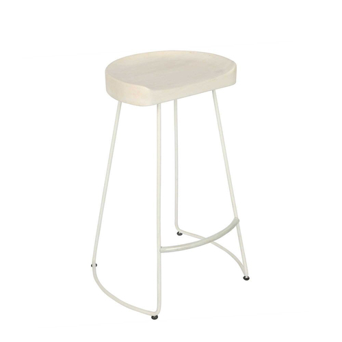 Belle Maddison Stool Metal/Wood Chair 67cm - Natural/White