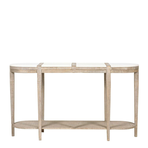 Belle Cantara Marble/Wood Oval Console Table 140x80cm - White