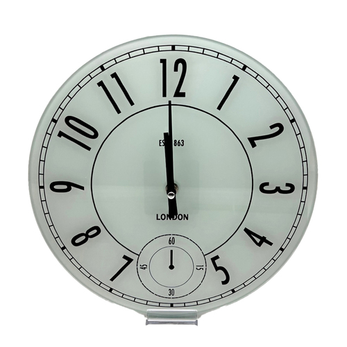 White Glass Glass Analogue Hanging Wall Clock 30cm Round Decor