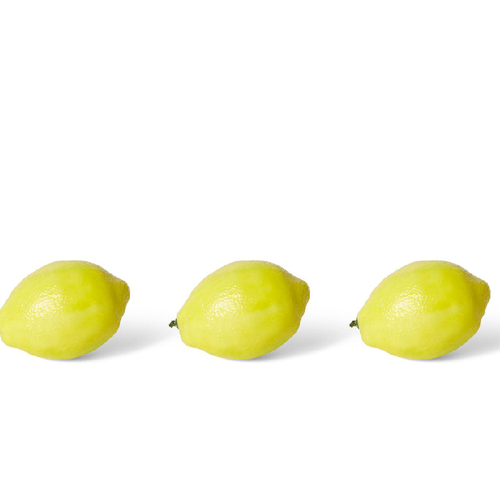 3PK E Style 10cm Plastic Lemon Fruit Ornament - Yellow