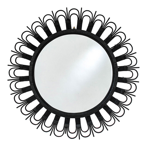 LVD Metal Glass 100cm Mirror Mali Round Home Decor - Black