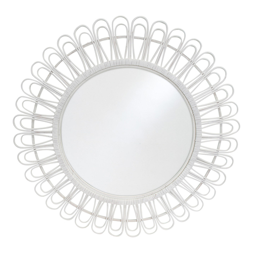 LVD Metal Glass Large 107cm Mirror Batu Round - White Wash