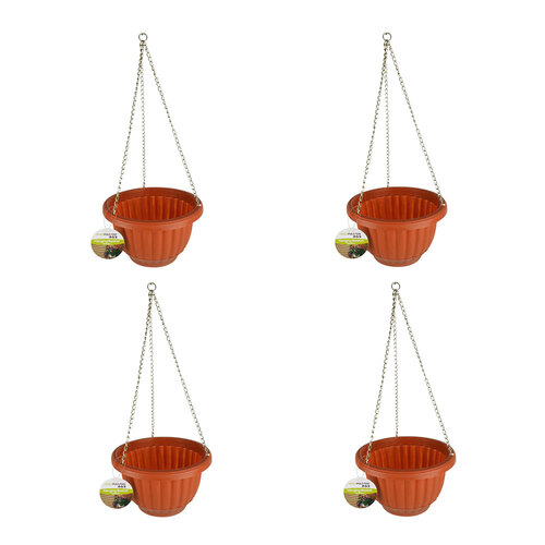 4PK Yard Master Coconut Hanging Basket w/ Chain Outdoor Decor 19.8x11cm Brown