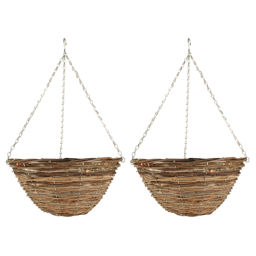 2PK Yard Master 40x40cm Hanging Basket Planter Pot Round - Dark Brown