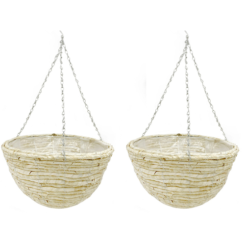 2PK Yard Master 40x40cm Hanging Basket Planter Pot Round - Natural