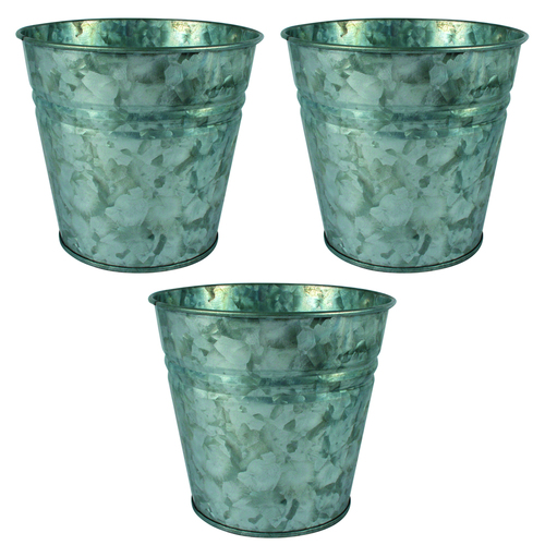 3PK Yard Master 14cm Loke Antiqued Pot Planter - Silver