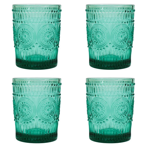 4PK LVD Glass Tumbler 10cm Water/Juice Glassware Drinking Cup - Emerald