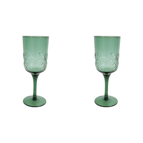 2PK LVD Stemmed Mist 19cm Red Wine Glass Drinking Cup - Green