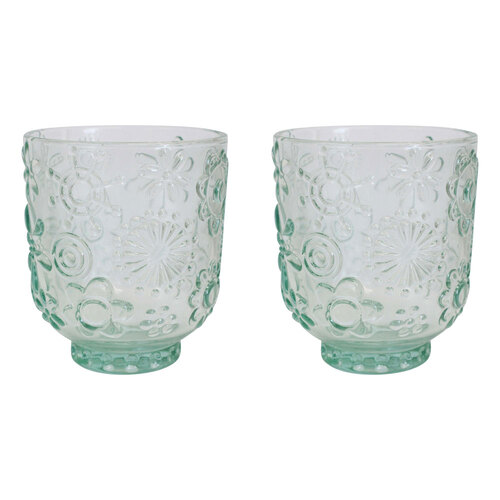 2PK LVD Garden 10cm Glass Tumbler Water/Juice Drinking Cup - Mint Green