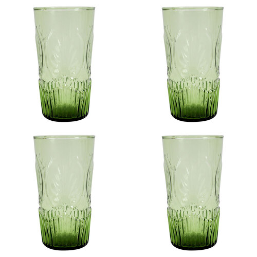 4PK LVD Alfresco Forest 15cm Tall Glass Tumbler Drink Cup - Green