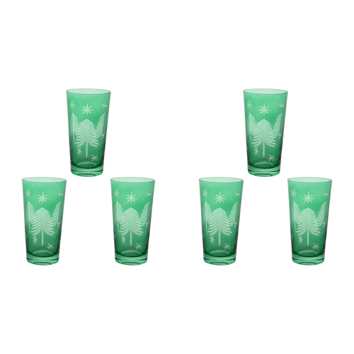 6PK LVD 9x15cm Glass Tall Tumbler Emerald Home Christmas Decor - Green