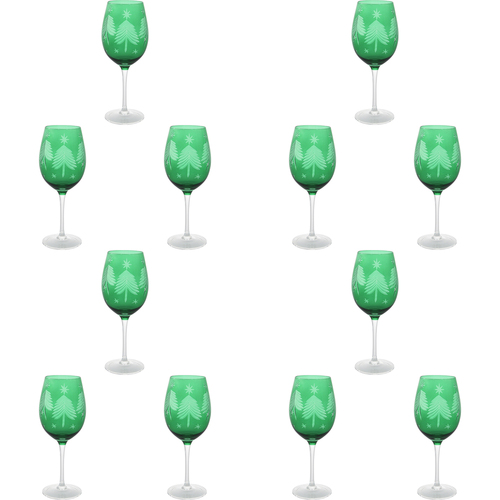 12PK LVD 9x23cm Wine Glass Emerald Home Christmas Decor - Green