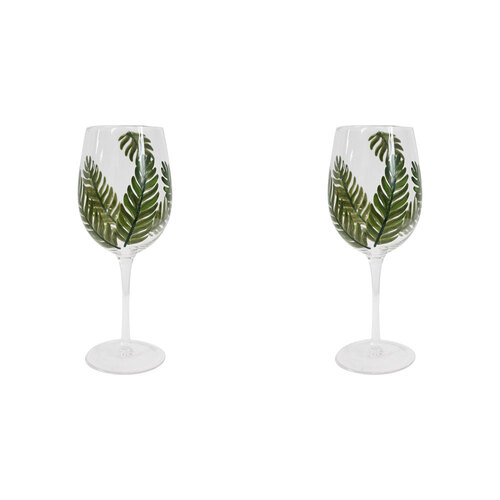 2PK LVD Stemmed Tropical 23.5cm Red Wine Glass Drinking Cup - Green/Clear