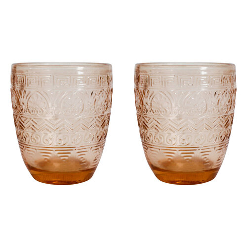 2PK LVD Festive 10cm Tumbler Water/Juice Cocktail Glass Drink Cup - Orange