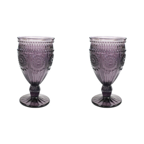 2PK LVD Stemmed 16.5cm Red Wine Glass Drinking Cup - Lilac