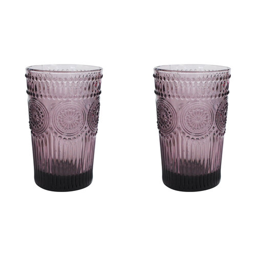 2PK LVD Tall Glass 12.5cm Tumbler Water Drinking Cup - Lilac