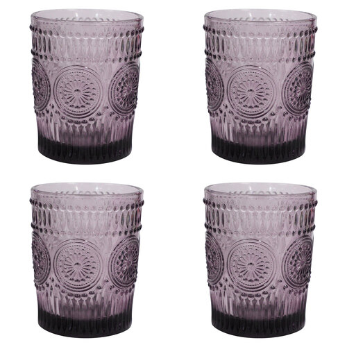 4PK LVD Glass Tumbler 10cm Water/Juice Drinking Cup - Lilac