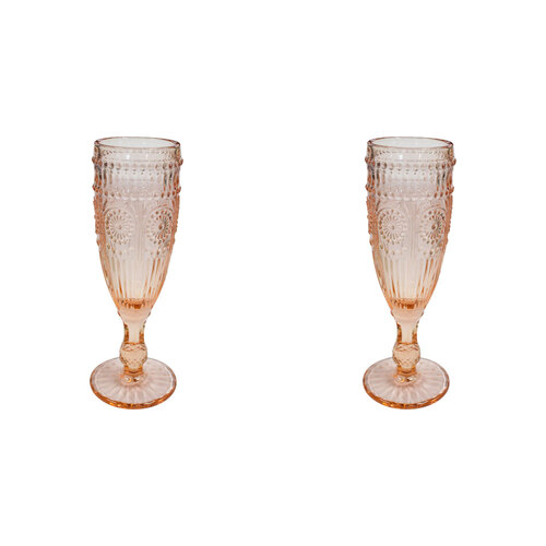 2PK LVD Stemmed 20cm Champagne Flute Glass Drinking Cup - Peach