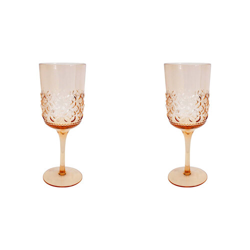 2PK LVD Stemmed 19cm Wine Cocktail Glass Drinking Cup - Peach