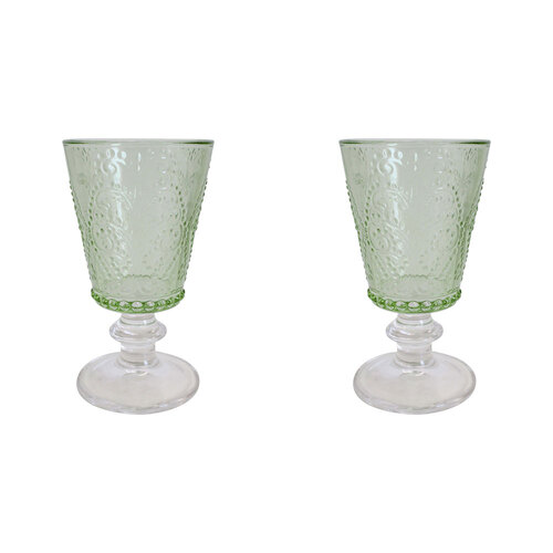 2PK LVD Stemmed 16cm Red Wine Glass Drinking Cup - Apple Green